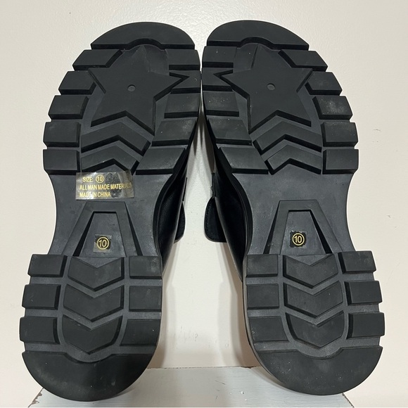 Women’s Lulus Ranae Black Slide On Loafers Black Gold Horsebit Hardware Size 10 - Picture 7 of 9